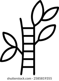 Business ladder made of green leaves reaching upwards with copy space concept as Glossy image depicting a business ladder constructed from green leaves reaching upwards symbolizing climbing towards su