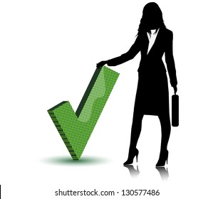  Business lady with check mark symbol.Vector