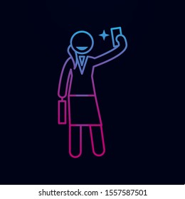 Business lady doing selfie nolan icon. Simple thin line, outline vector of businesswoman feeling and emonations icons for ui and ux, website or mobile application