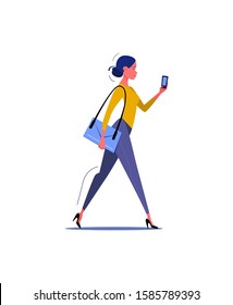 Business lady getting late. Busy person flat vector illustration. Active life style, work, business concept for banner, website design or landing web page.