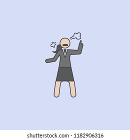 business lady raises her hands colored line icon. Simple colored element illustration. business lady raises hands outline symbol design from Businesswoman Feeling and emonations set on blue background