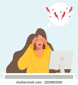 Business lady. Sad business woman, overloaded with office work. A tired, depressed woman is sitting at an office desk. The concept of emotional burnout.