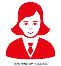 Business Lady vector icon. Flat red symbol. Pictogram is isolated on a white background. Designed for web and software interfaces.