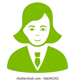 Business Lady vector icon. Flat eco green symbol. Pictogram is isolated on a white background. Designed for web and software interfaces.