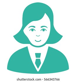Business Lady vector icon. Flat cyan symbol. Pictogram is isolated on a white background. Designed for web and software interfaces.