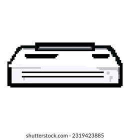 business laminator machine game pixel art retro vector. bit factory production, ry industry business laminator machine. old vintage illustration