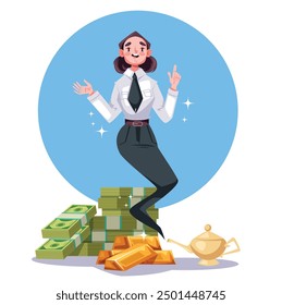 Business lamp magic office worker genie concept. Vector flat graphic design element concept illustration