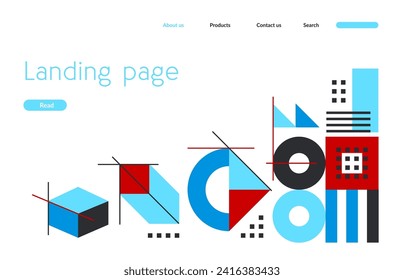 Business landing page, modern abstract geometric bauhaus pattern. Vector web banner blending creative design and functionality for captivating user experience, reflects innovation and professionalism