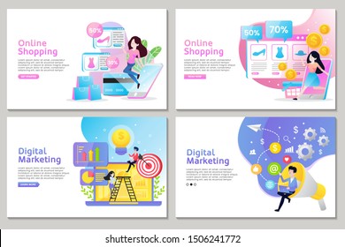 Business landing page of online shopping and digital marketing