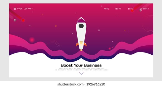 Business Landing Page with roket template with eps 10 for free royalty