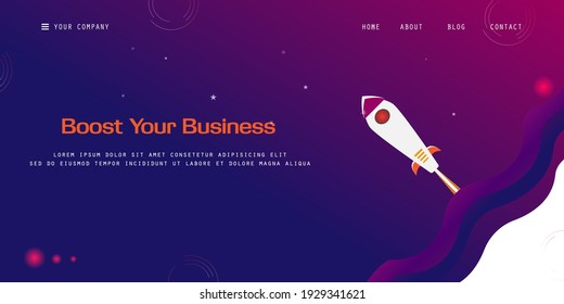 Business Landing Page with roket template with eps 10 for free royalty