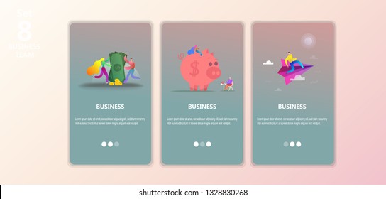 Business landing page template. Team work landing page template.  Mobile screen, illustration templates business ideas for site, application. 