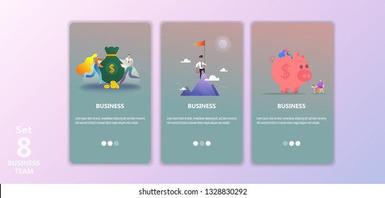 business landing page template. Team work landing page template.  Mobile screen, illustration templates business ideas for site, application. 