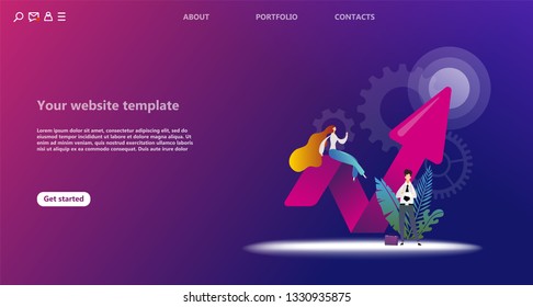 Business landing page template. Team work landing page template. Social network landing page template. Use for   template, landing page, ui, ux, web, mobile app, poster, banner, flyer - Vector