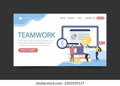 Business landing web page templates finance and marketing. Modern flat cartoon illustration for website and mobile website ui ux Landing page design