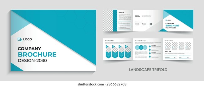 business landscape trifold brochure design, Corporate company template layout