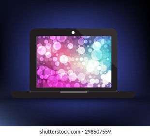 Business laptop With beautiful background circle