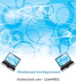 Business laptop blue abstract background