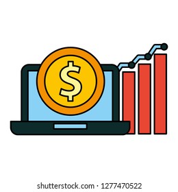 business laptop chart report and money