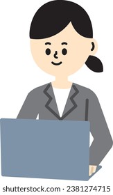 Business laptop computer desk work woman cute cartoon