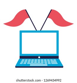 business laptop flags
