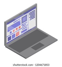 Business laptop icon. Isometric of business laptop vector icon for web design isolated on white background