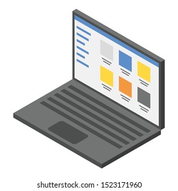 Business laptop icon. Isometric of business laptop vector icon for web design isolated on white background