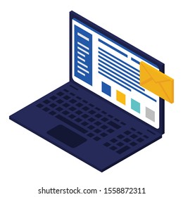 Business laptop icon. Isometric of business laptop vector icon for web design isolated on white background