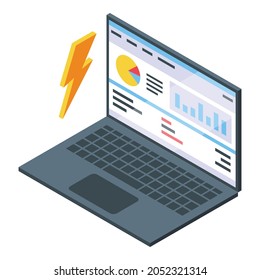 Business laptop icon isometric vector. Mobile pc market analytic. Graphic digital data