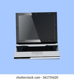 The business laptop on light blue background illustration