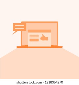 business laptop orange vector illustration for web