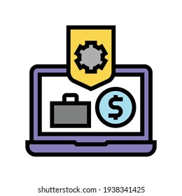 business laptop protect process color icon vector. business laptop protect process sign. isolated symbol illustration
