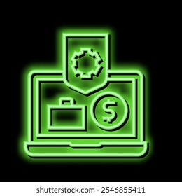 business laptop protect process neon light sign vector. business laptop protect process illustration