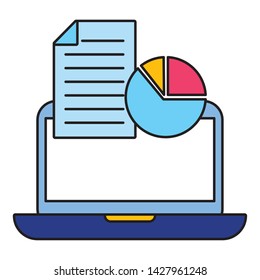 business laptop report chart document vector illustration