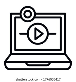 Business laptop webinar icon. Outline business laptop webinar vector icon for web design isolated on white background