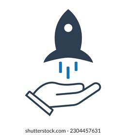 Lanzamiento de negocio, cohete, lanzador, vector libre de icono de inicio