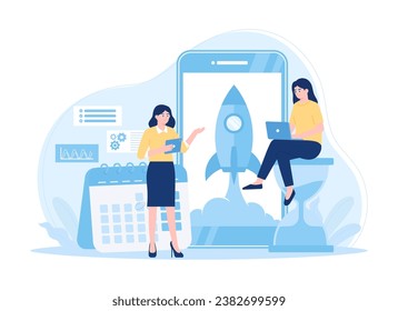 Ilustración plana de concepto de objetivo de lanzamiento comercial