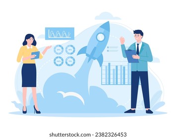 Business launch trending concept flat illustration