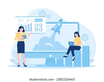 Business launch trending concept flat illustration