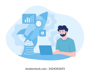 Business launch trending concept flat illustration