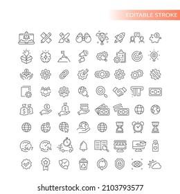 Business launch and web shopping site icons. Start up outlined icon set.