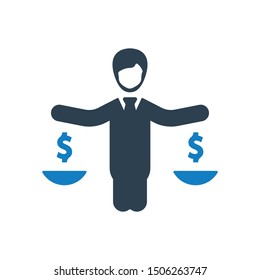 Business law, decision, balance icon