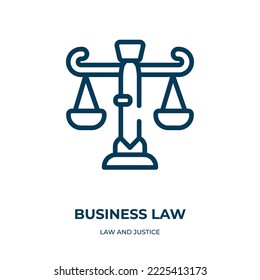 Business law icon. Linear vector illustration from law and justice collection. Outline business law icon vector. Thin line symbol for use on web and mobile apps, logo, print media.