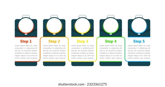 Business law infographic chart design template. Abstract chart with editable contour. Instructional graphics with 5 step sequence. Visual data presentation. Tai Le Bold, Regular fonts used