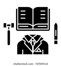 business law - open book icon, vector illustration, black sign on isolated background