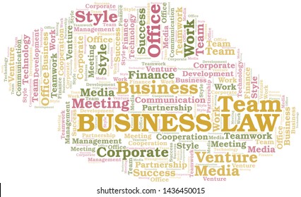 Business Law word cloud. Collage made with text only.