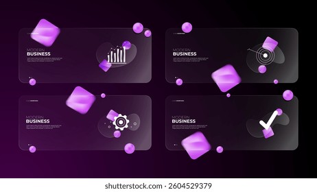 business layout frame presentation with frosted blur floating shape modern trendy gradient glass morphism shape vector illustration