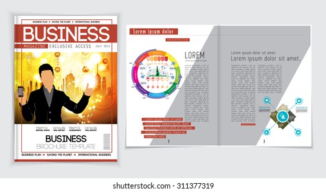 Business layout magazine. Editable vector 
