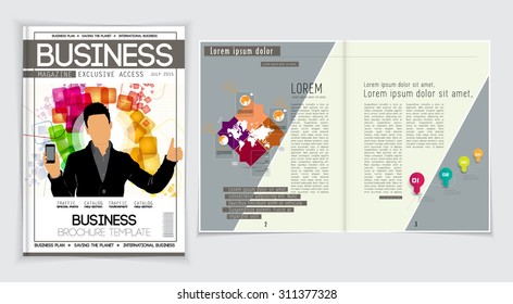 Business layout magazine. Editable vector 