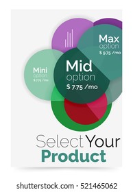 Layout de negócios - selecione seu produto com exemplos de opções. Modelo geométrico de tamanho A4. Folheto - folheto, apresentação ou web design background